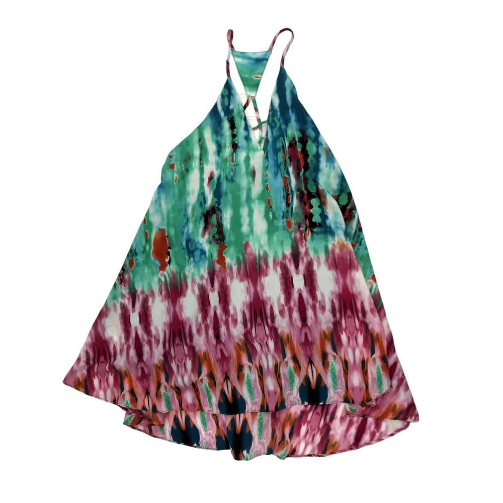 Buddy Love Olive-1 Tie Dye Sleeveless Trapeze Mini Dress Women S